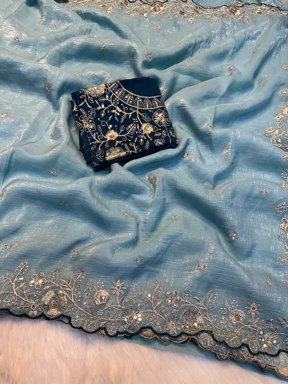 Viscouse Crushed Georgette Party Wear Saree