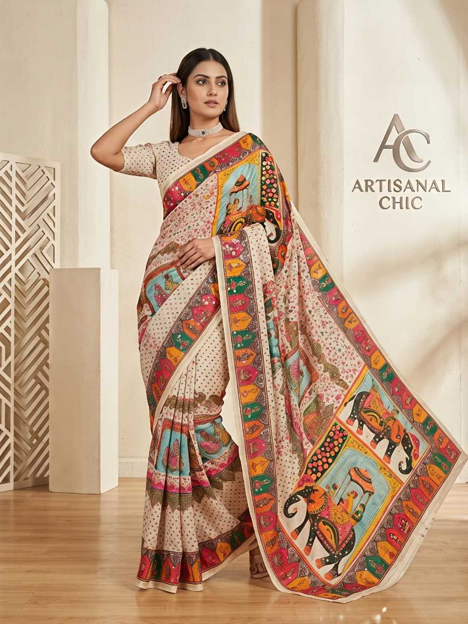 Fancy Ajrakh Saree