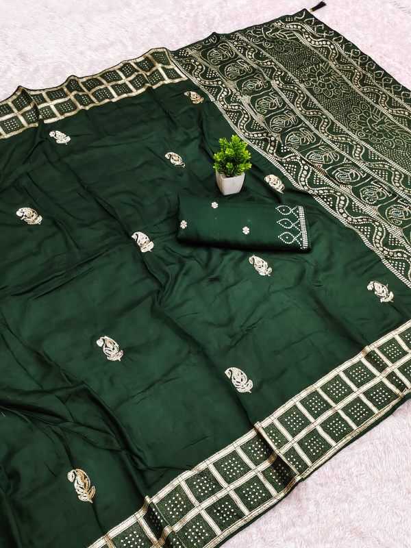 Satin Embroidered Saree