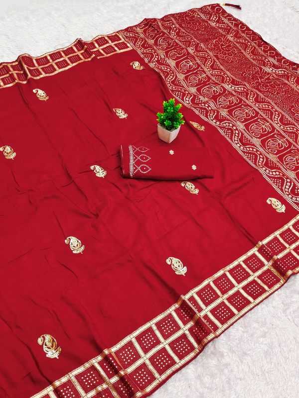 Satin Embroidered Saree