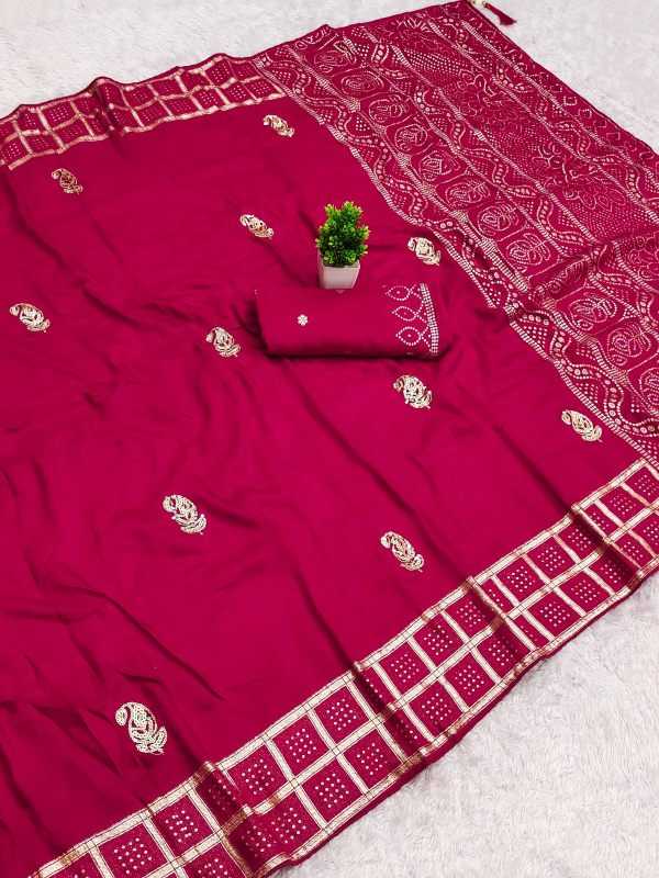 Satin Embroidered Saree