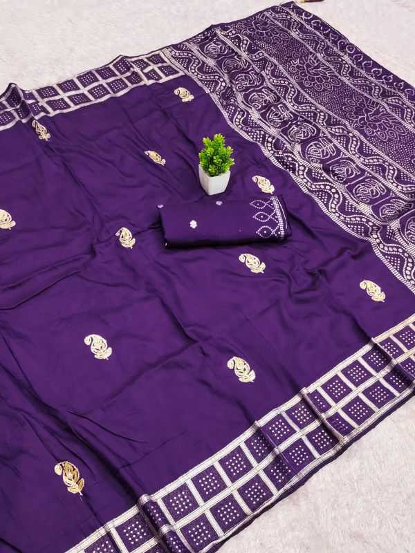 Satin Embroidered Saree