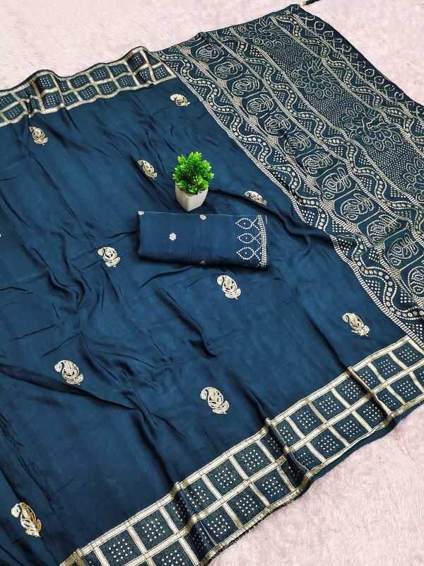 Satin Embroidered Saree