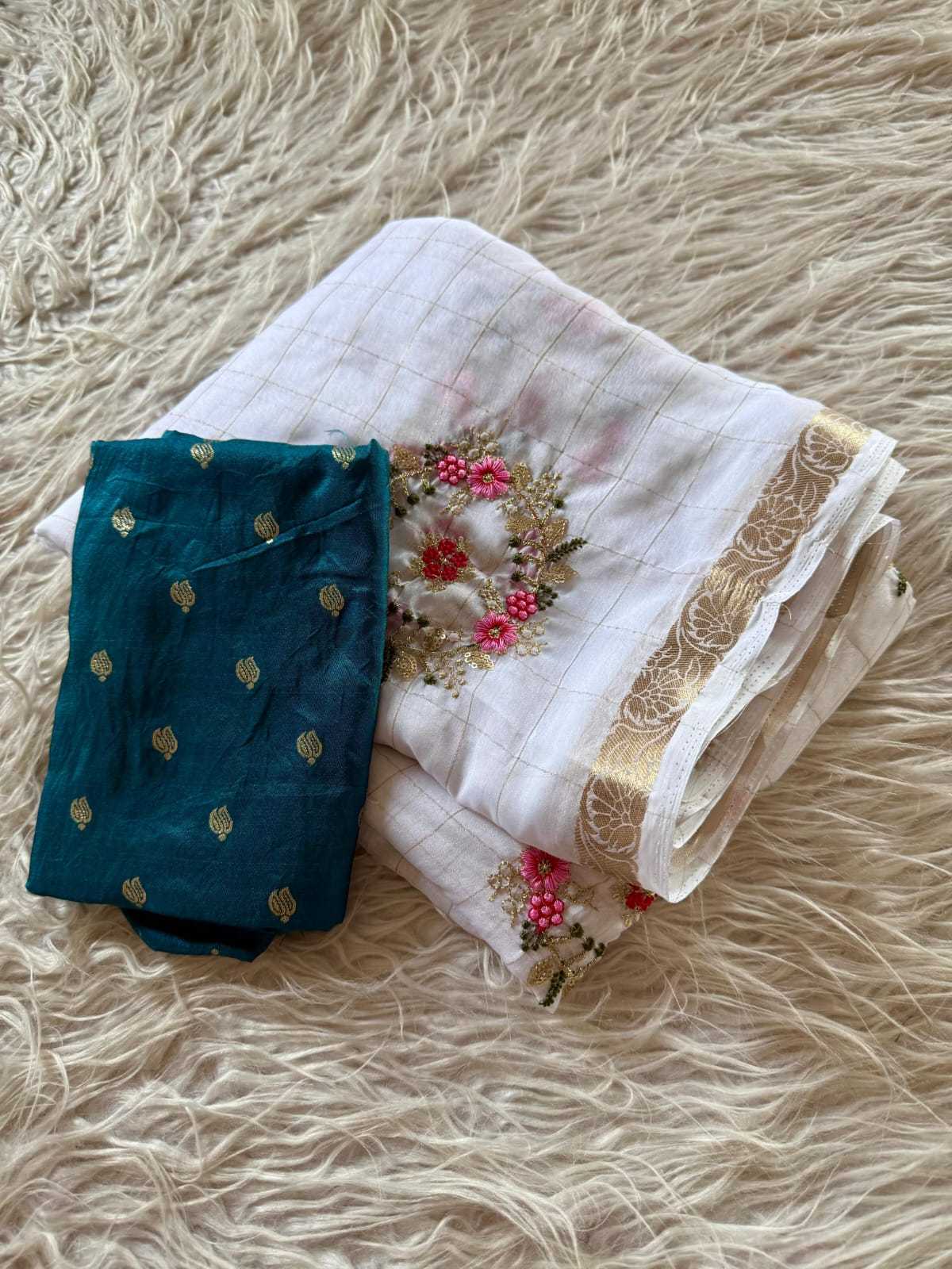 Pure Viscos Embroidered Saree
