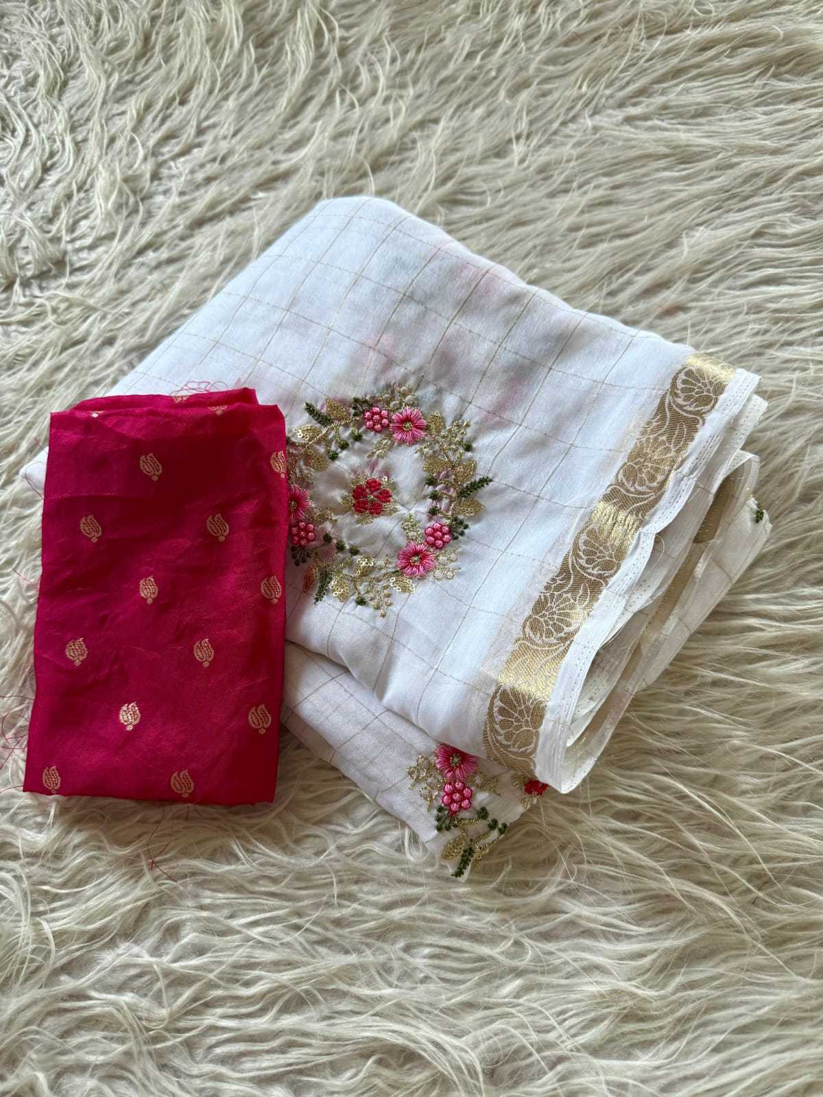 Pure Viscos Embroidered Saree