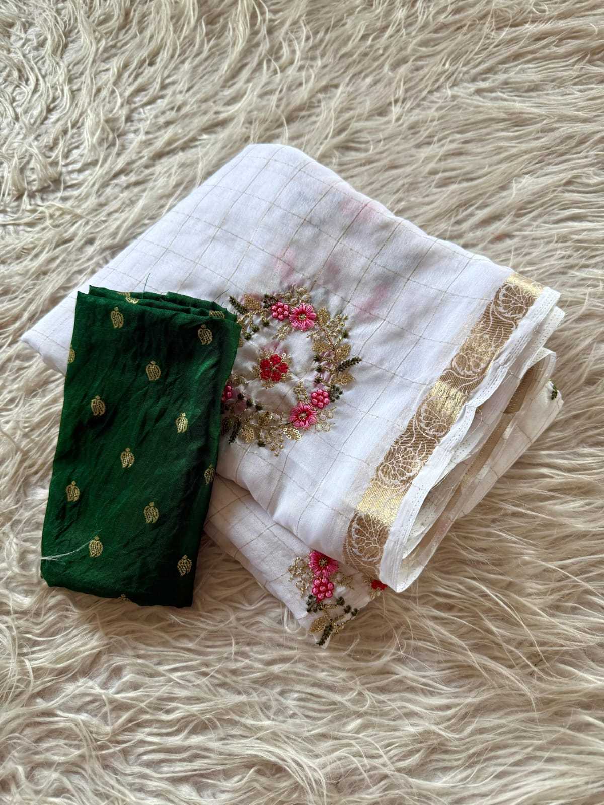 Pure Viscos Embroidered Saree