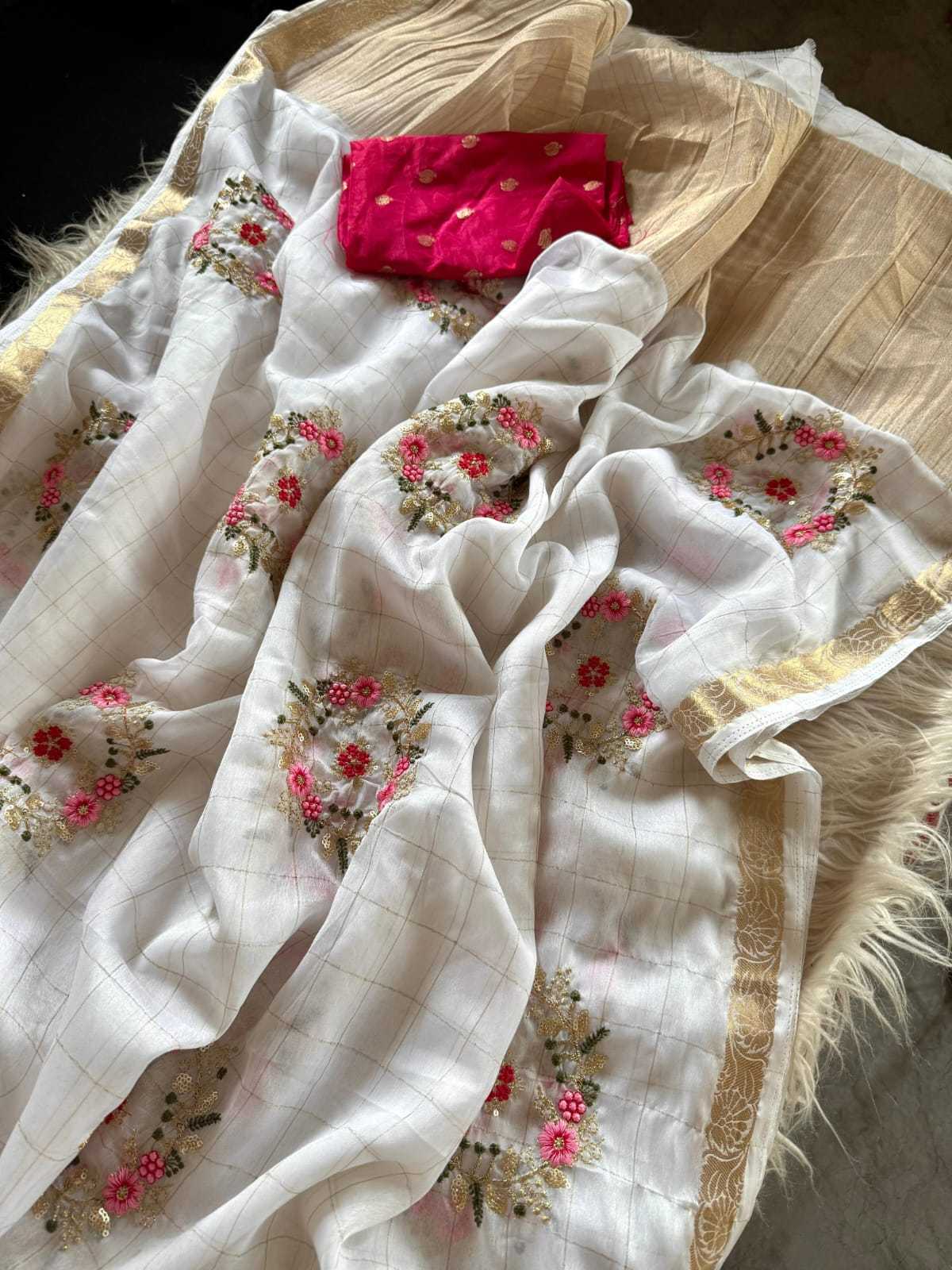 Pure Viscos Embroidered Saree
