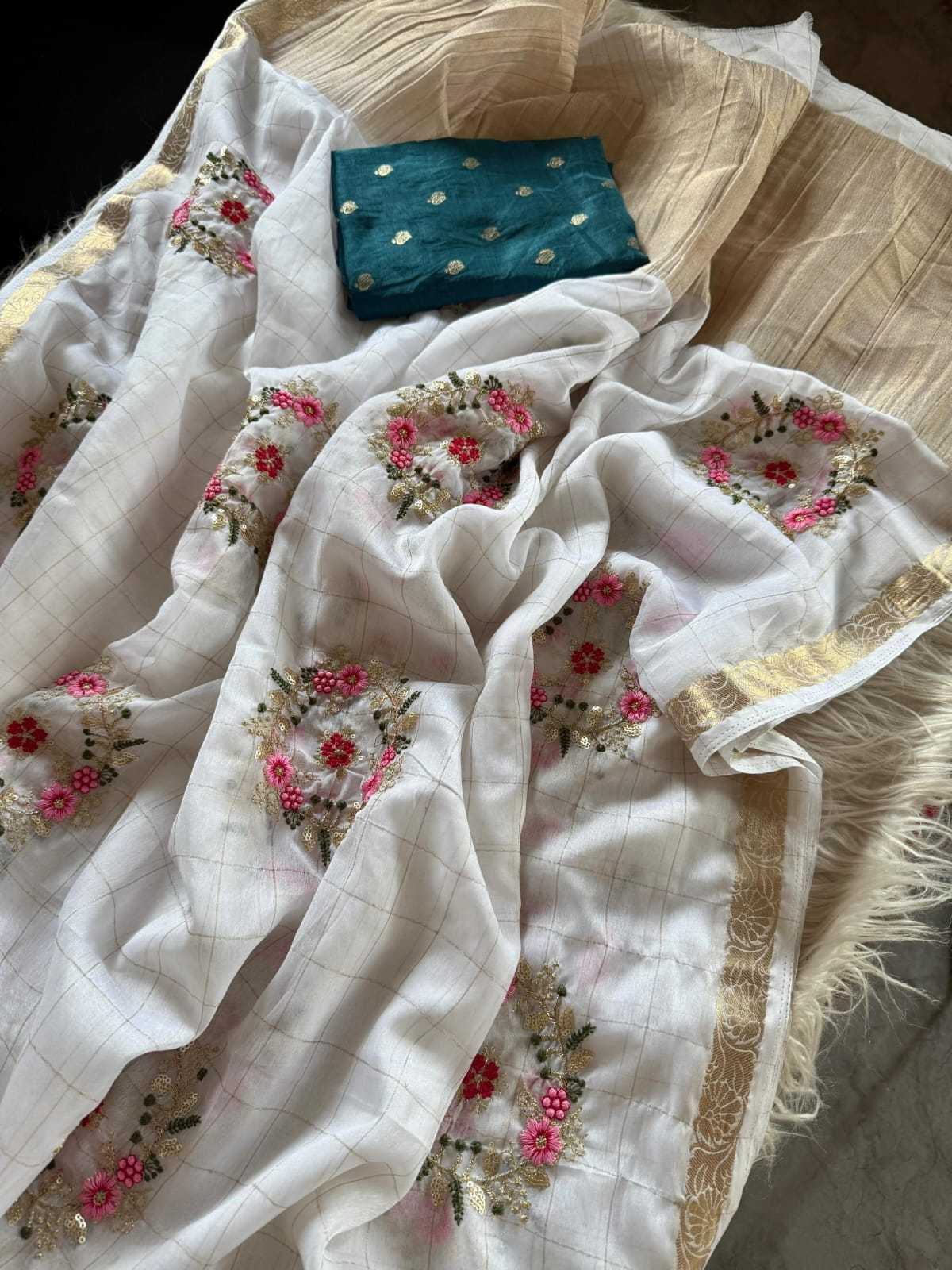 Pure Viscos Embroidered Saree