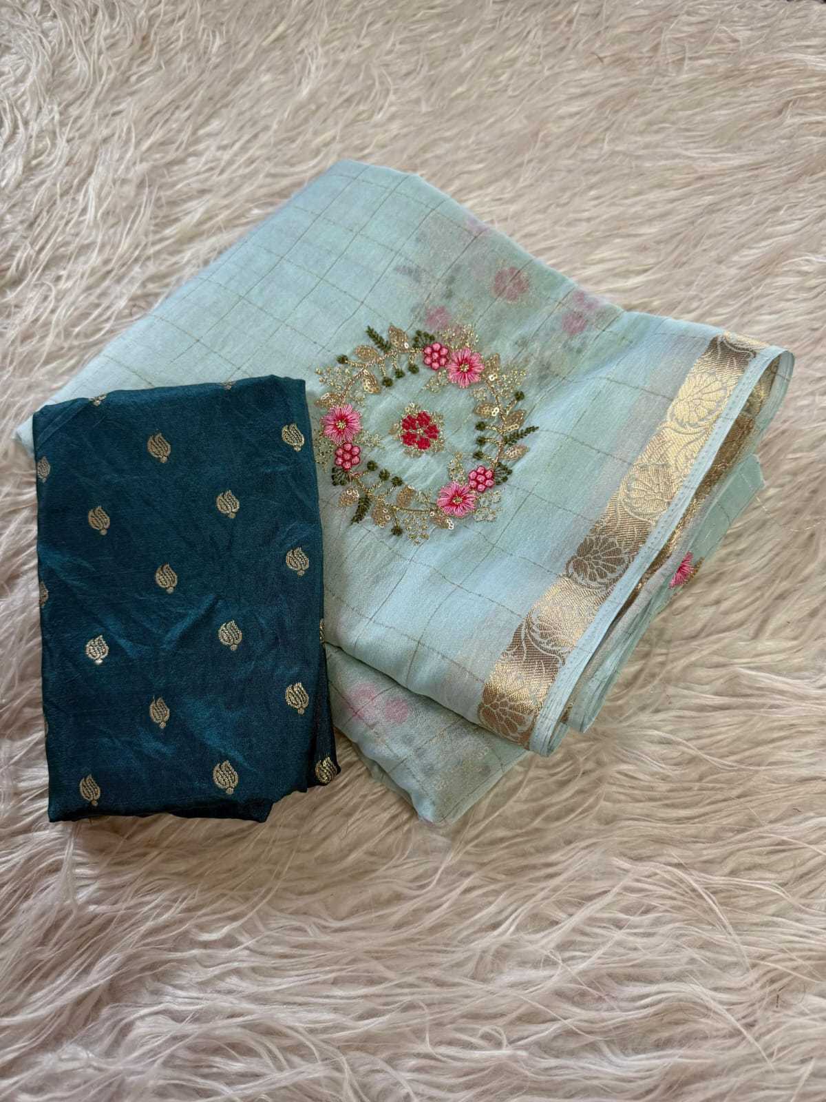 Pure Viscos Embroidered Saree