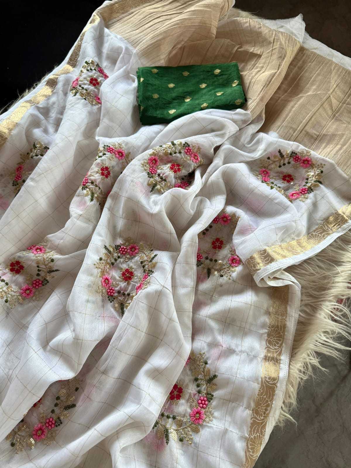 Pure Viscos Embroidered Saree