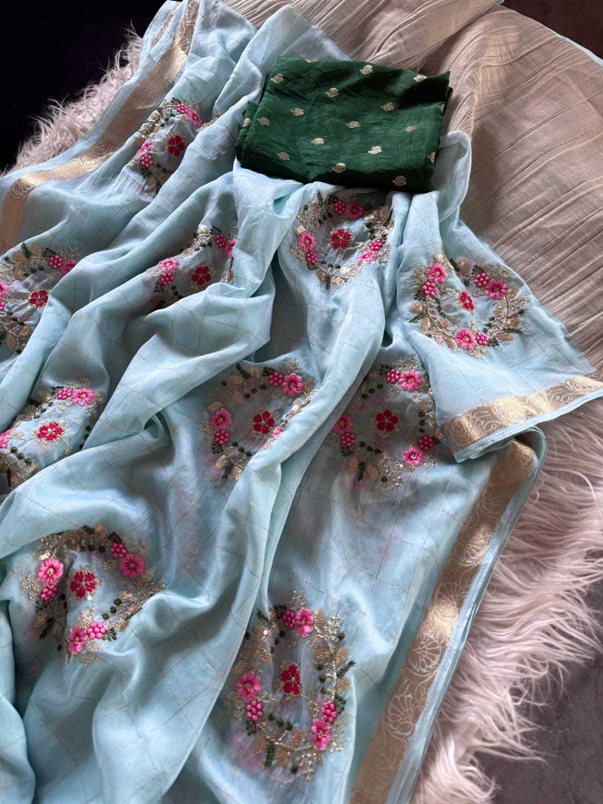 Pure Viscos Embroidered Saree