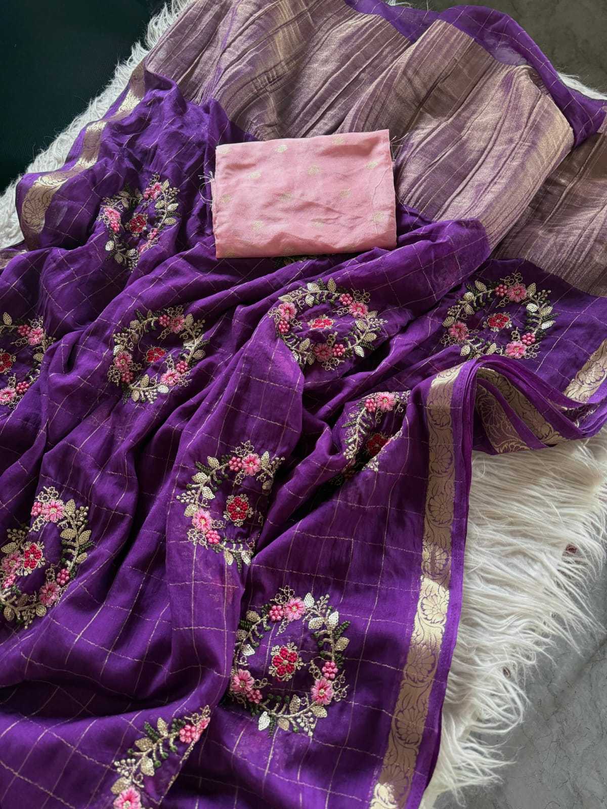 Pure Viscos Embroidered Saree