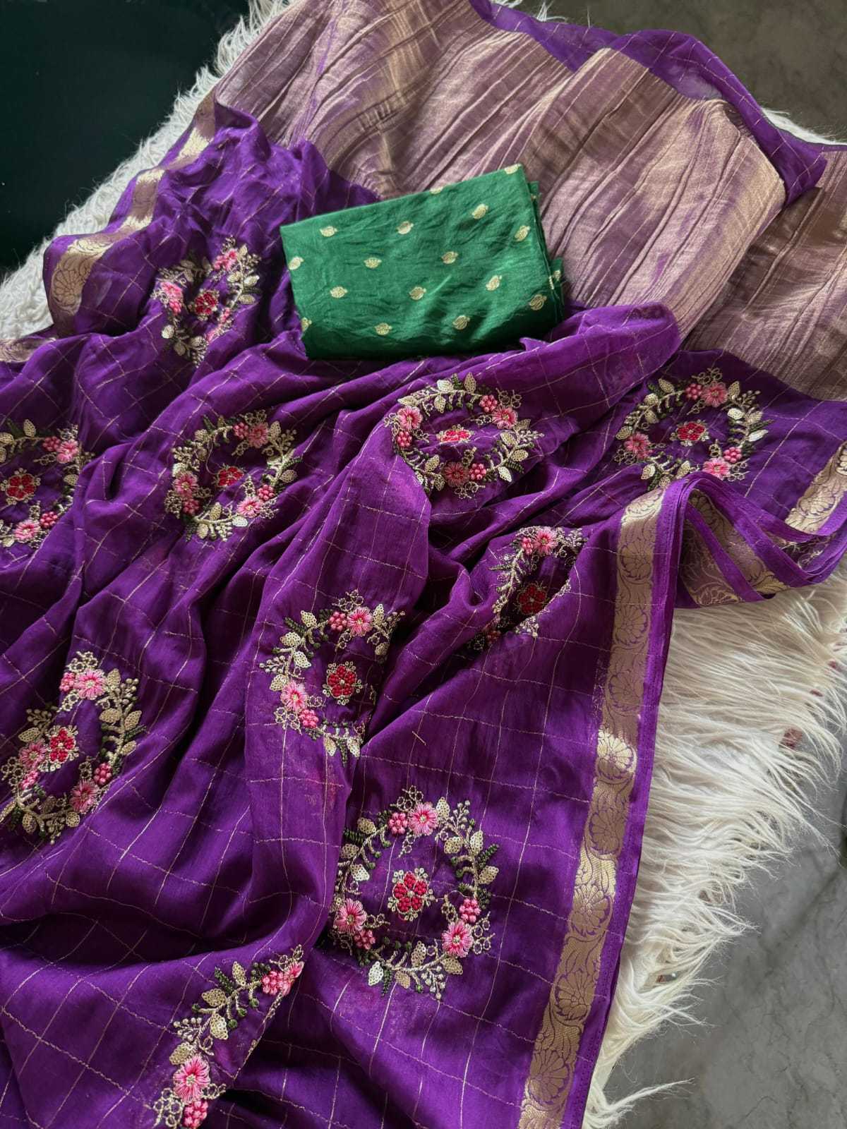 Pure Viscos Embroidered Saree