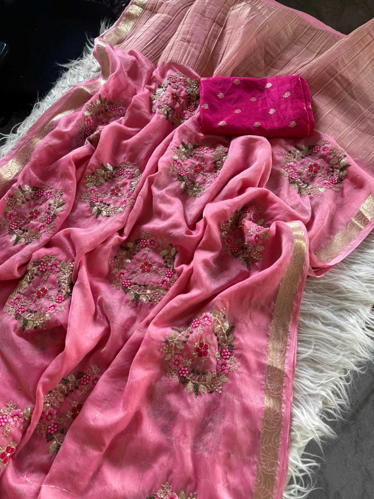 Pure Viscos Embroidered Saree