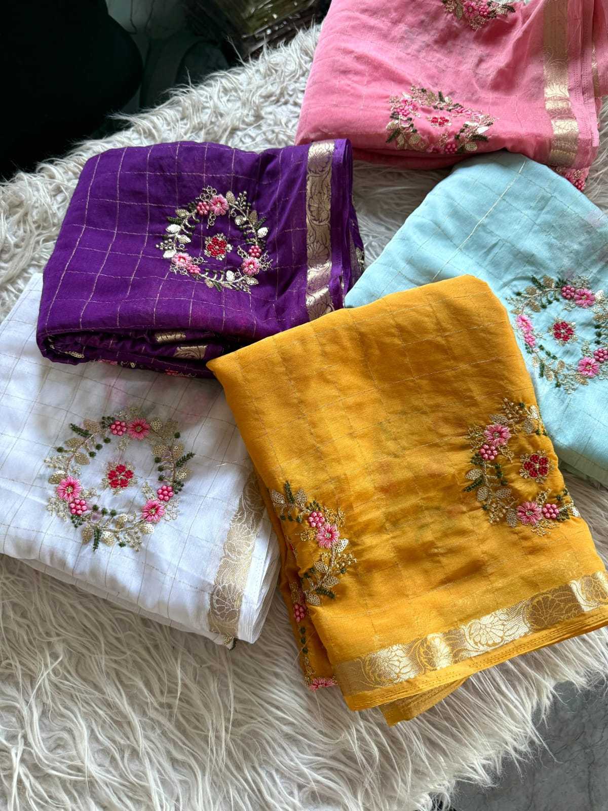 Pure Viscos Embroidered Saree