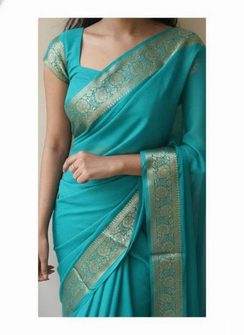 Georgette Saree in Sky Blue