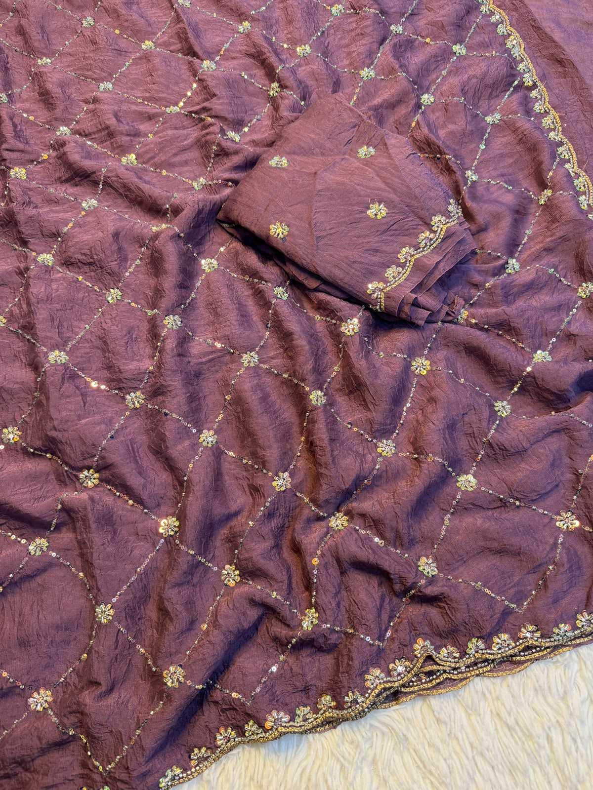 Chex Crush Silk Designer Saree