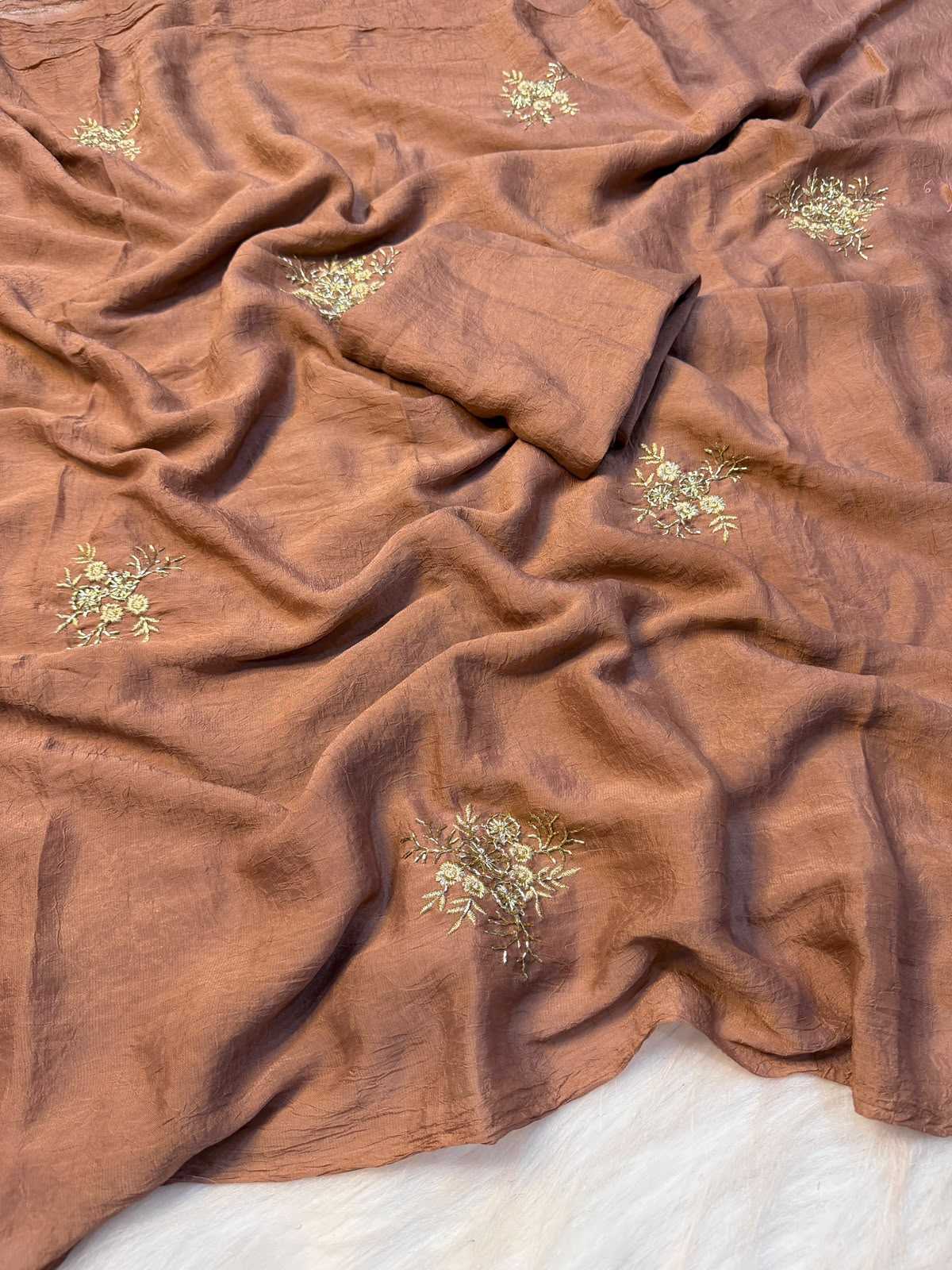 Crus Soft Silk Embroidered Saree