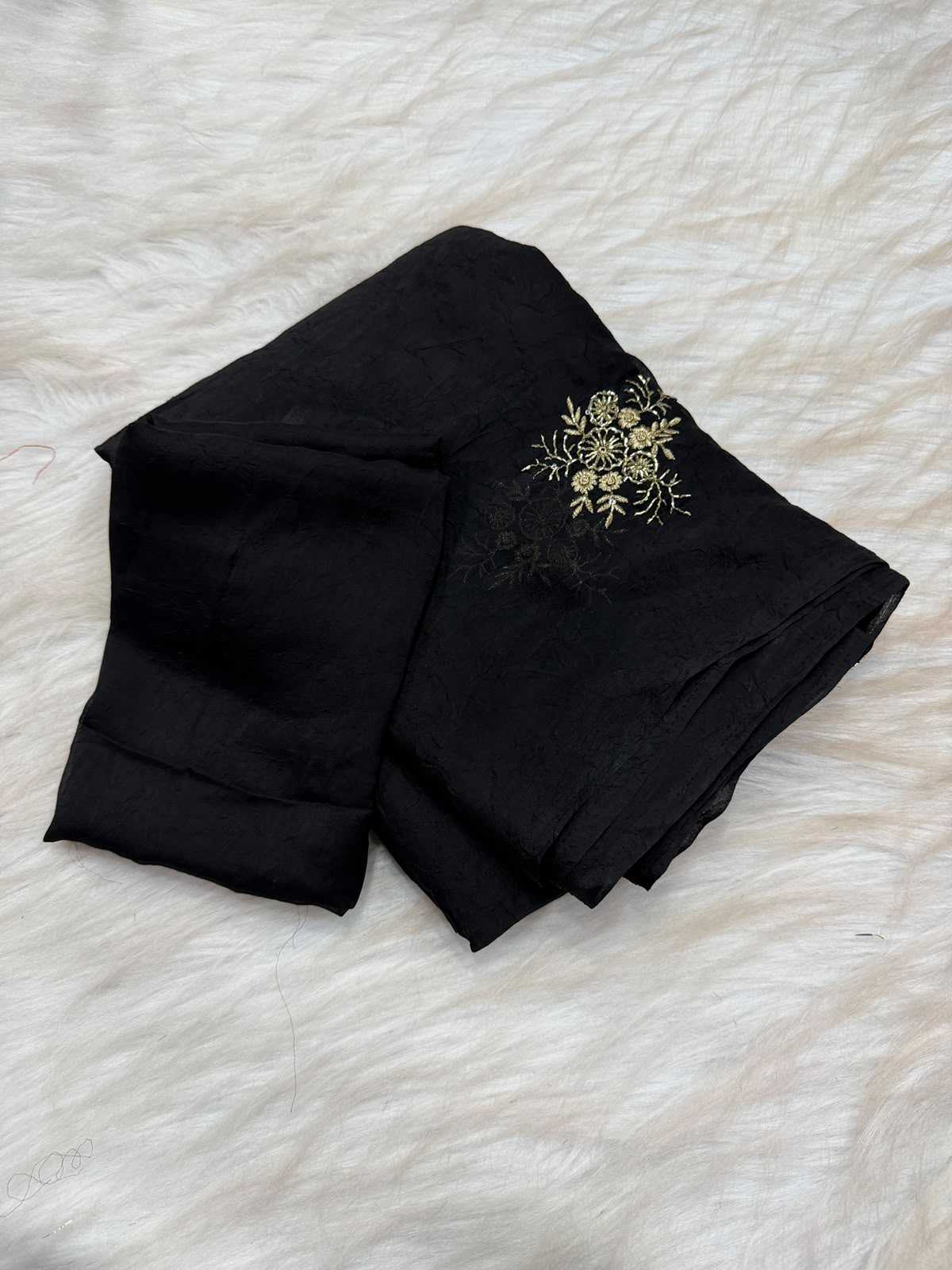 Crus Soft Silk Embroidered Saree