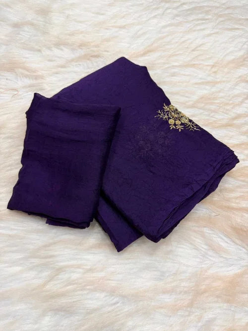 Crus Soft Silk Embroidered Saree