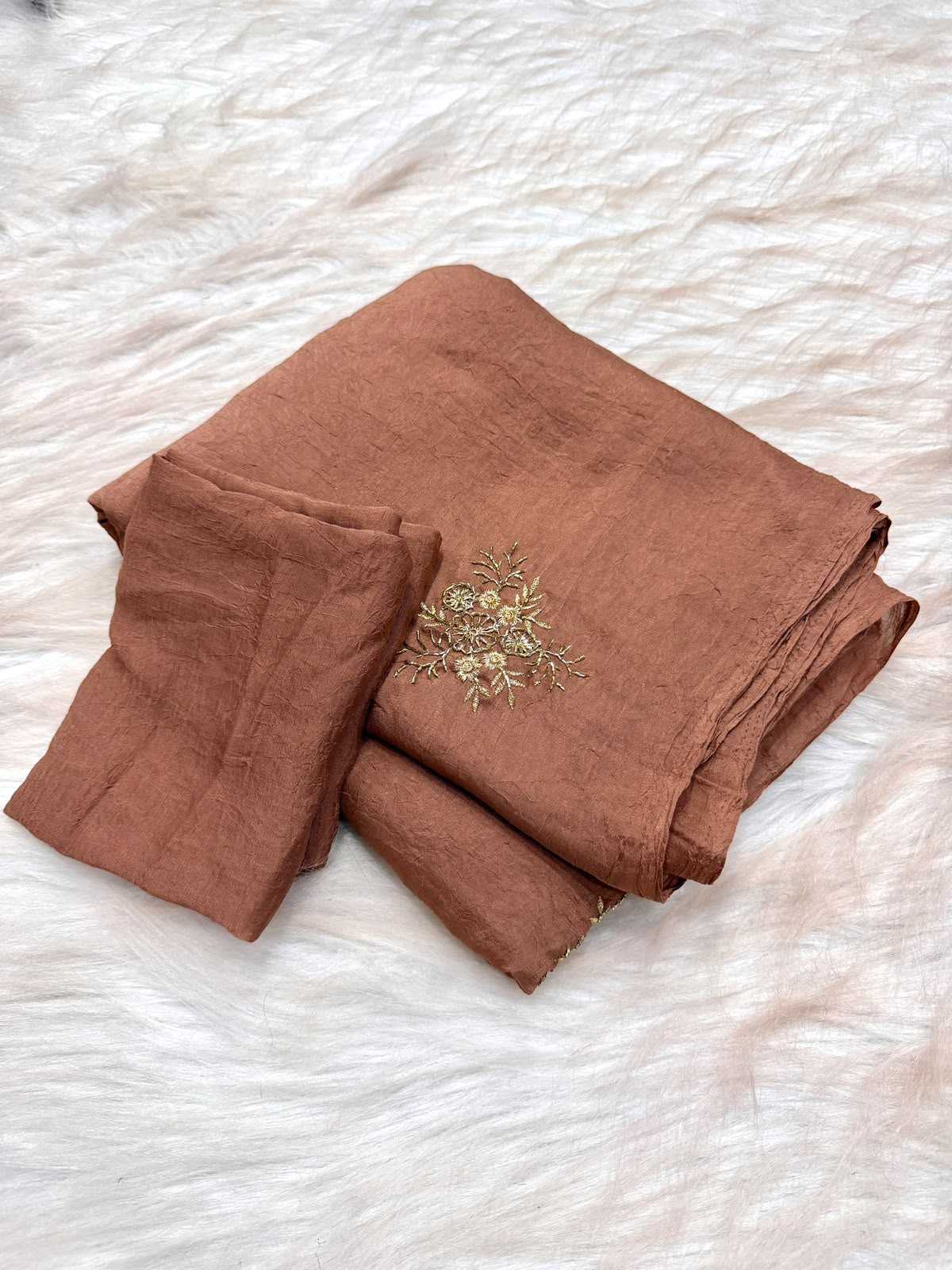 Crus Soft Silk Embroidered Saree
