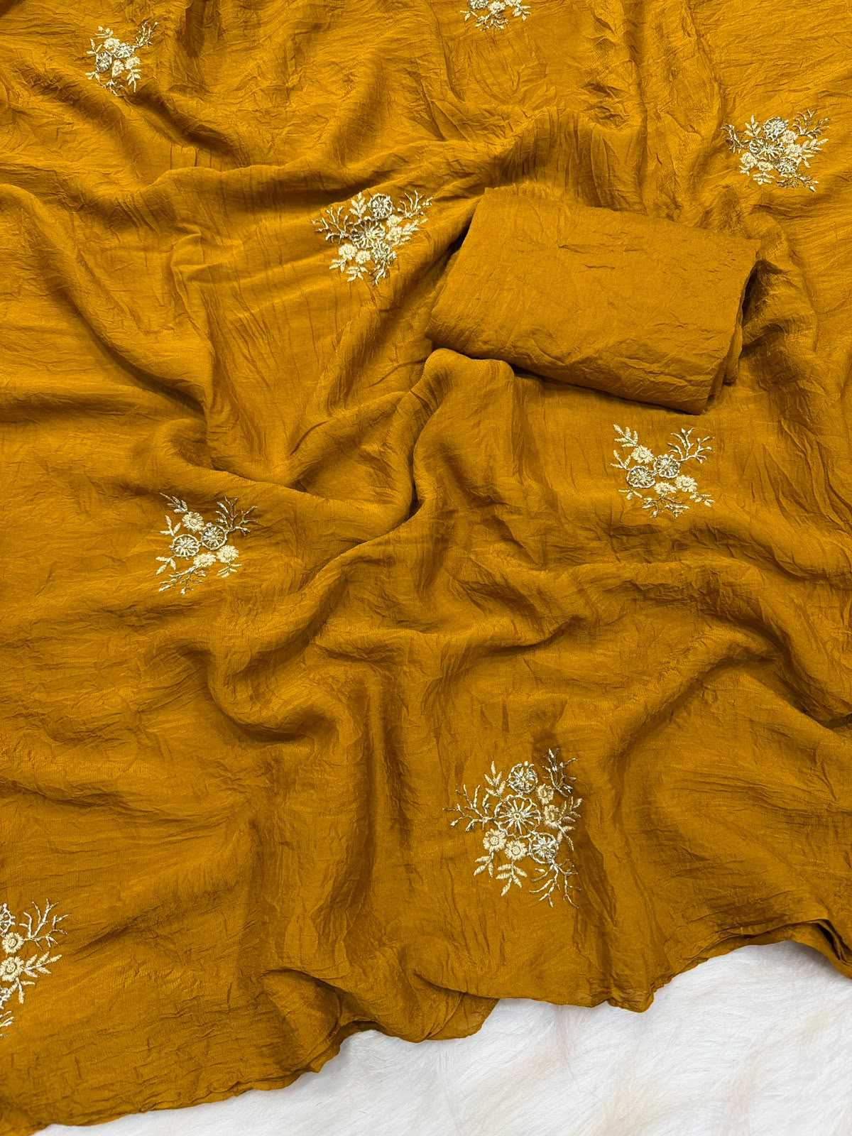 Crus Soft Silk Embroidered Saree
