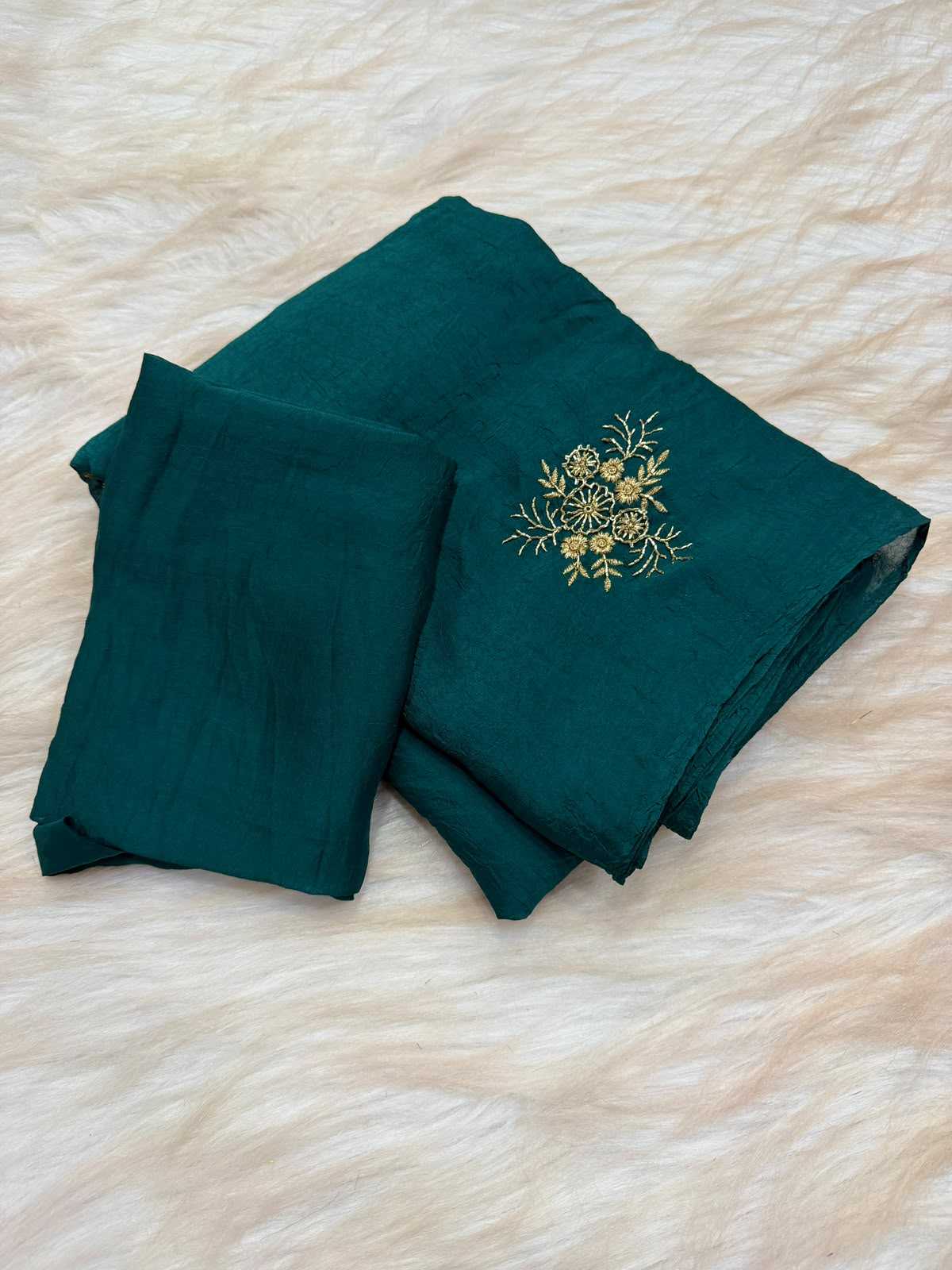 Crus Soft Silk Embroidered Saree