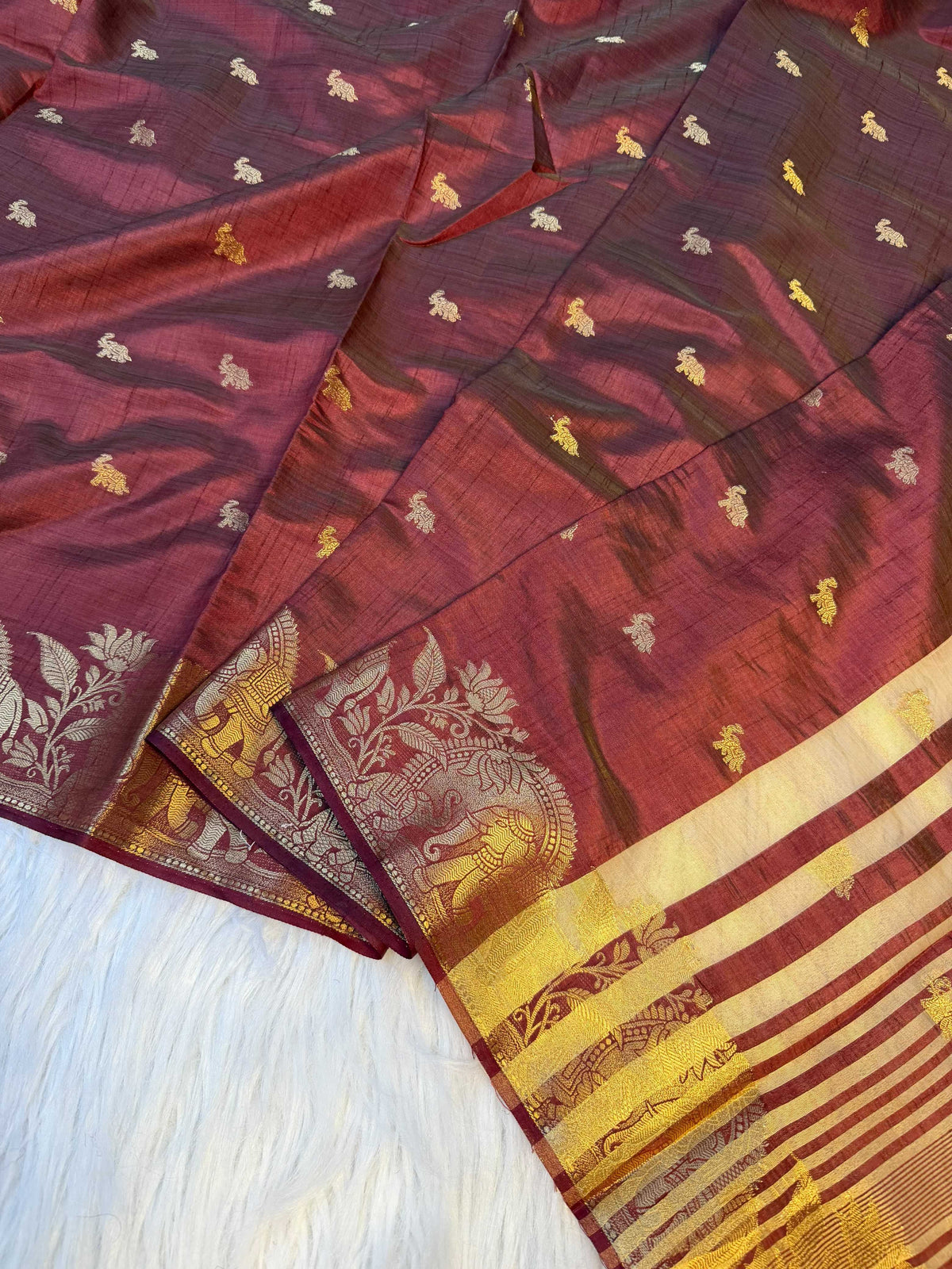 Elephant Tussar Silk Viscose Saree