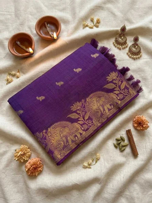 Elephant Tussar Silk Viscose Saree