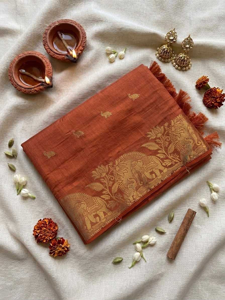 Elephant Tussar Silk Viscose Saree