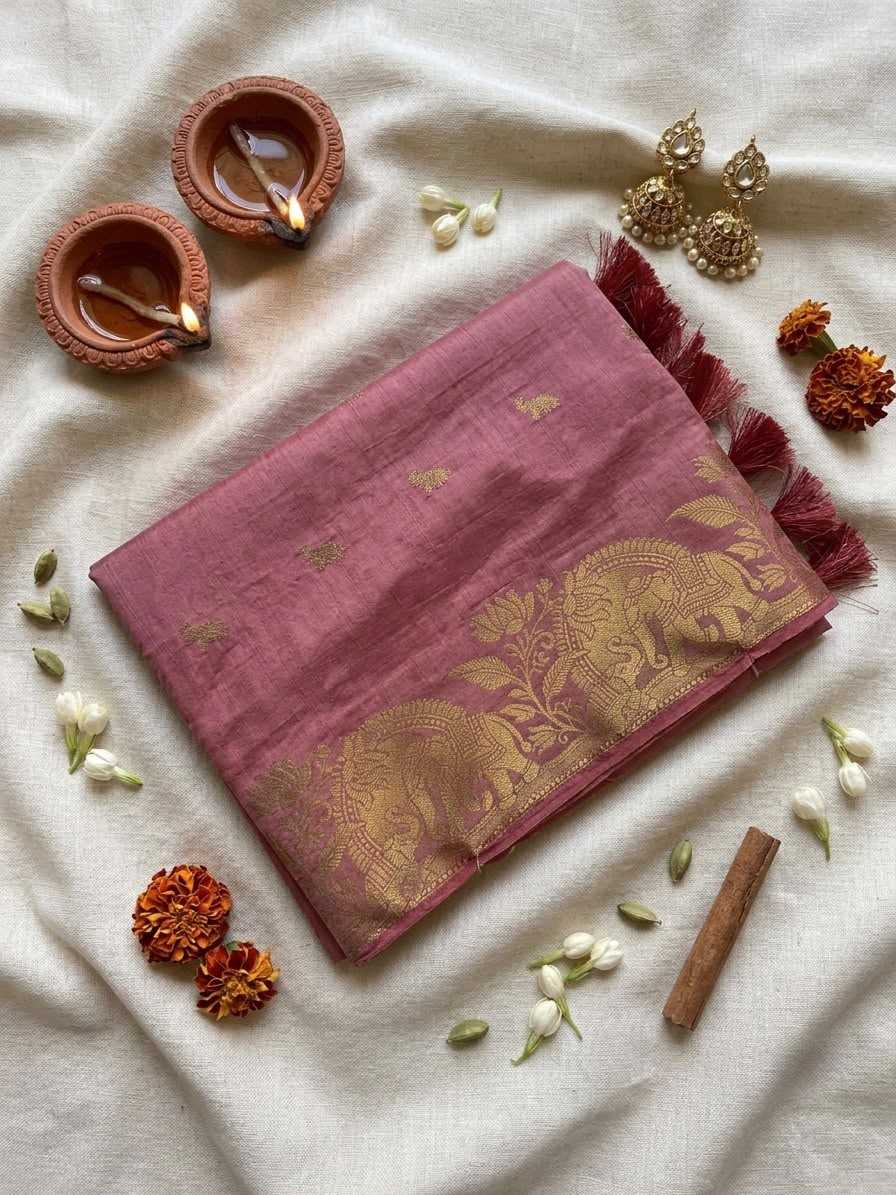 Elephant Tussar Silk Viscose Saree