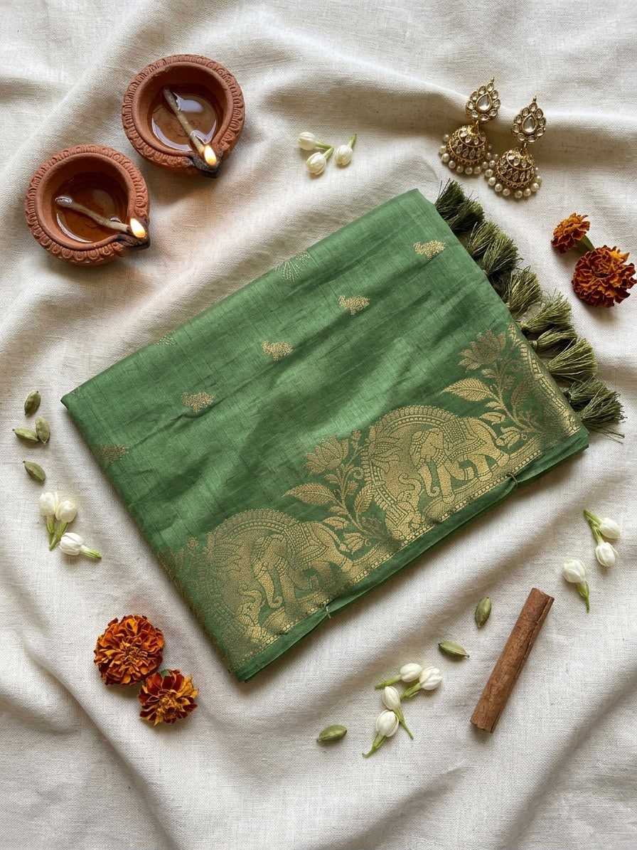 Elephant Tussar Silk Viscose Saree