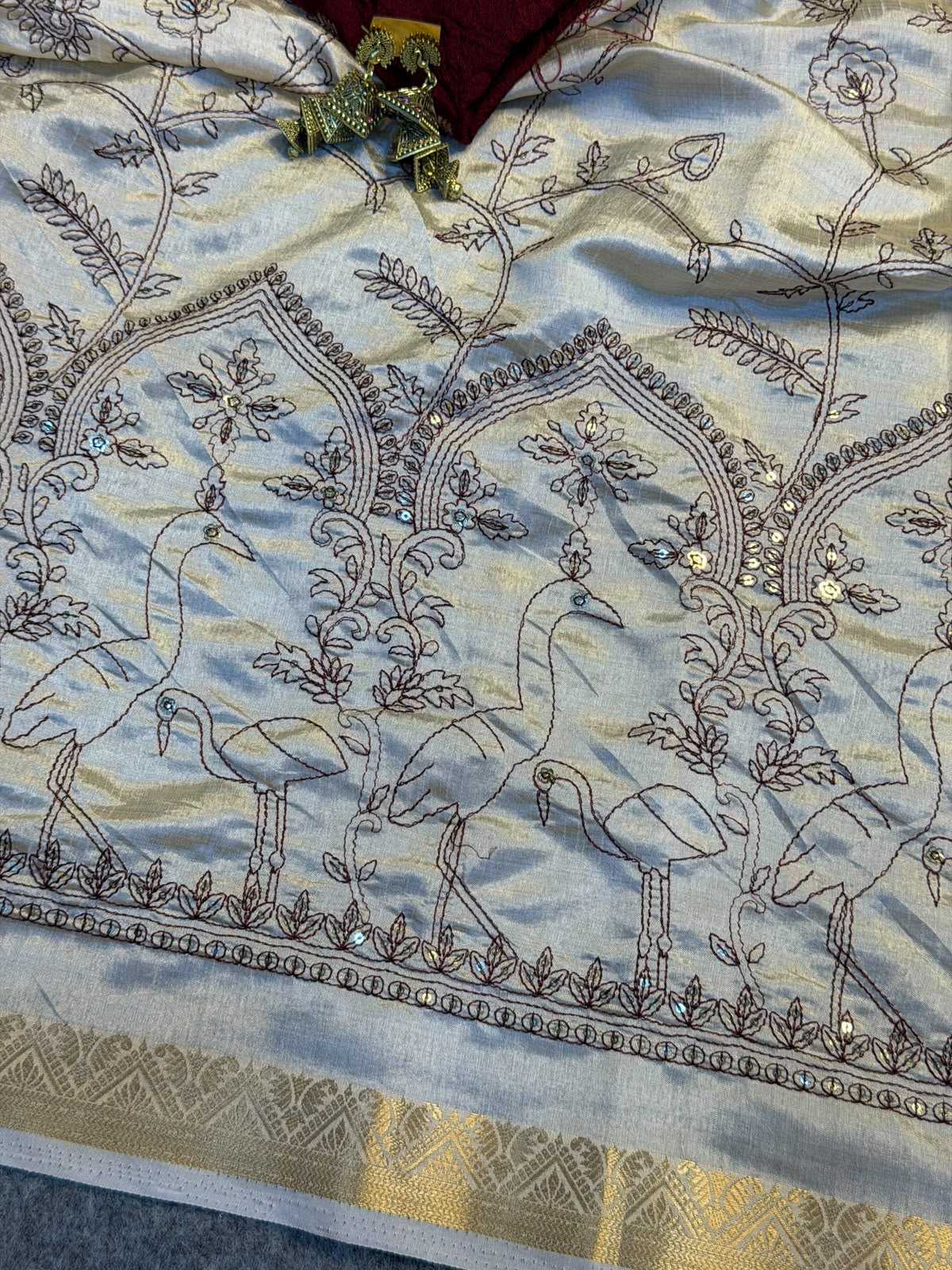 Ivals Tussar Silk Sequence Saree