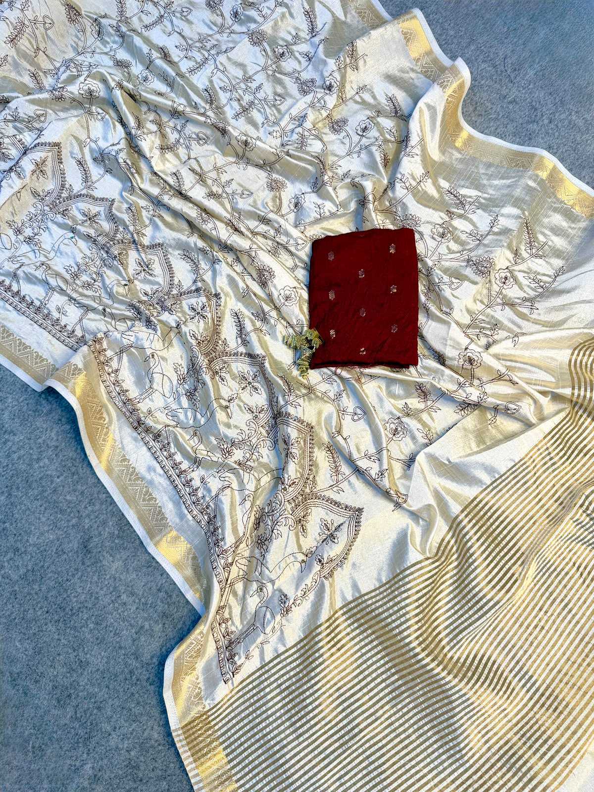 Ivals Tussar Silk Sequence Saree