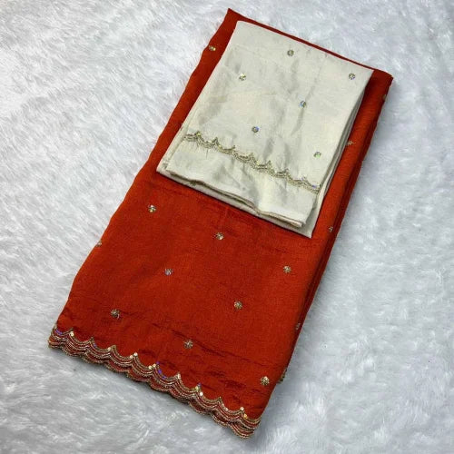 Over Vichitra Silk Party Wear Saree