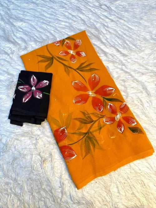 Rus Georgette Designer Saree