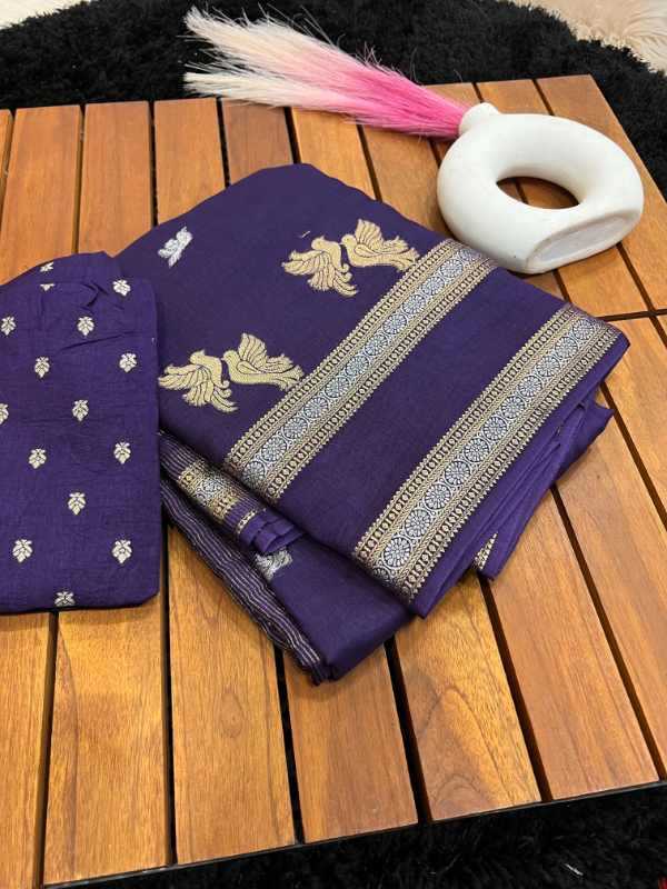 Pure Silk Designer Saree in Brown