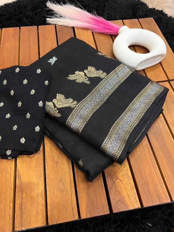 Pure Silk Designer Saree in Brown