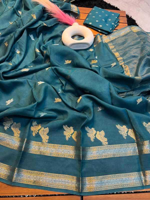 Pure Silk Designer Saree in Brown