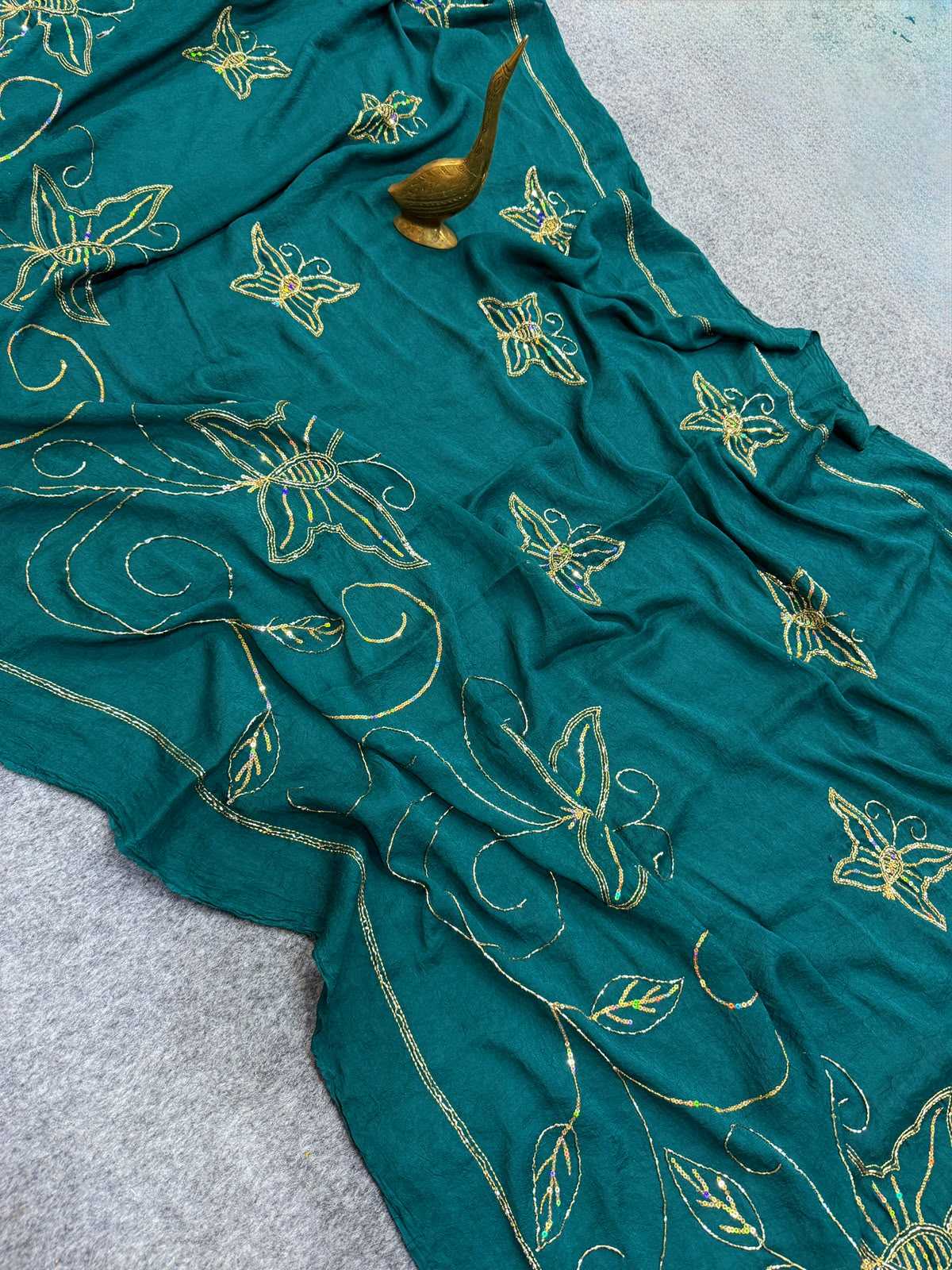 Crush Silk Designer Saree in Mustard
