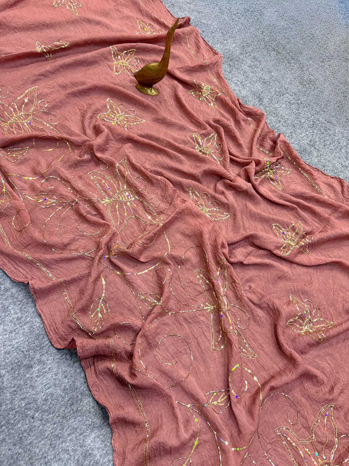 Crush Silk Designer Saree in Mustard