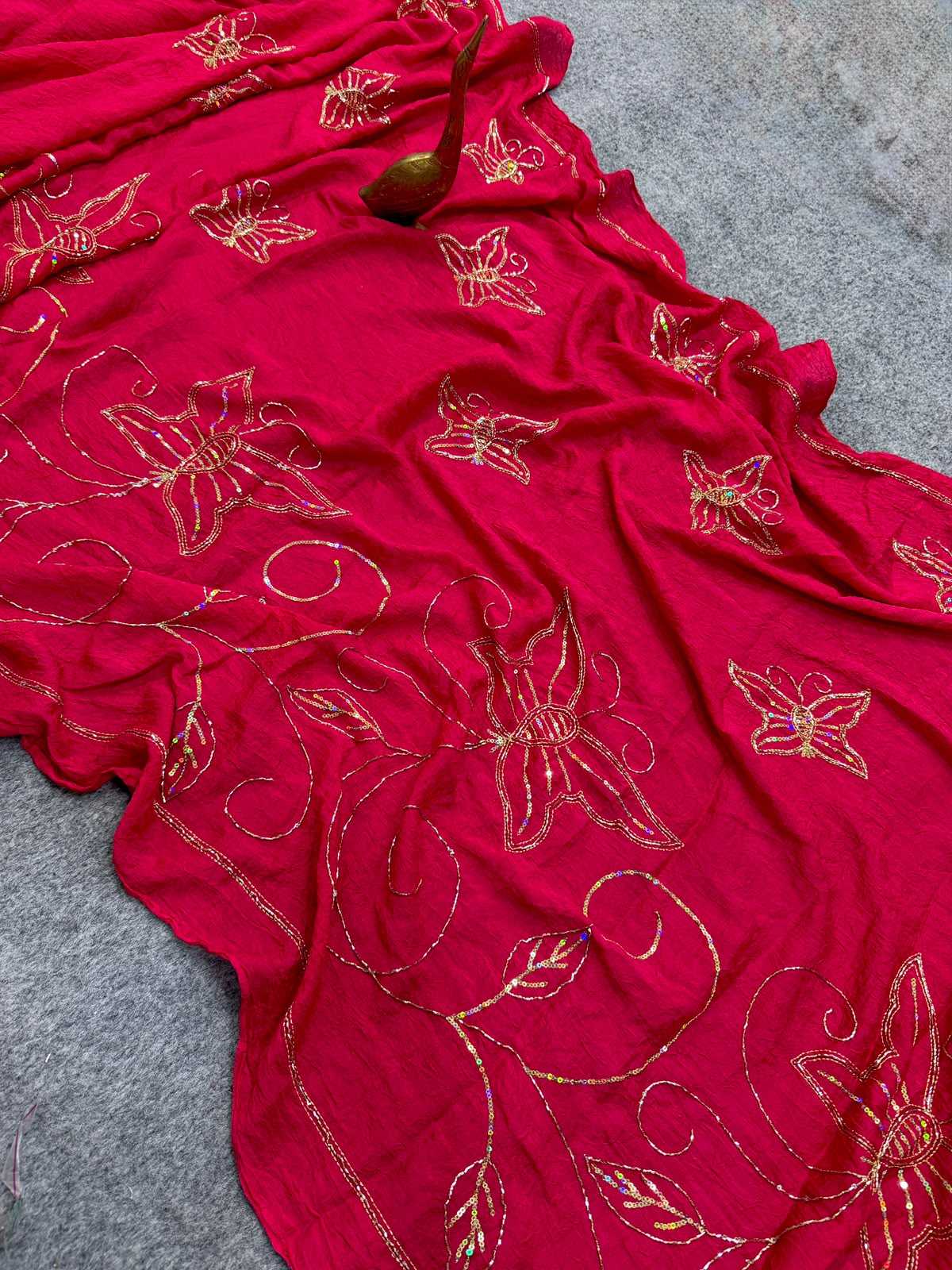 Crush Silk Designer Saree in Mustard