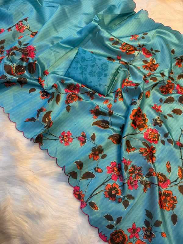 Tussar Silk Designer Saree in Pink