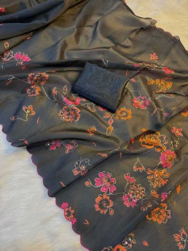 Tussar Silk Designer Saree in Pink