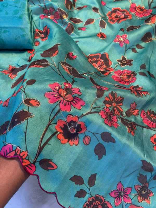 Tussar Silk Designer Saree in Pink