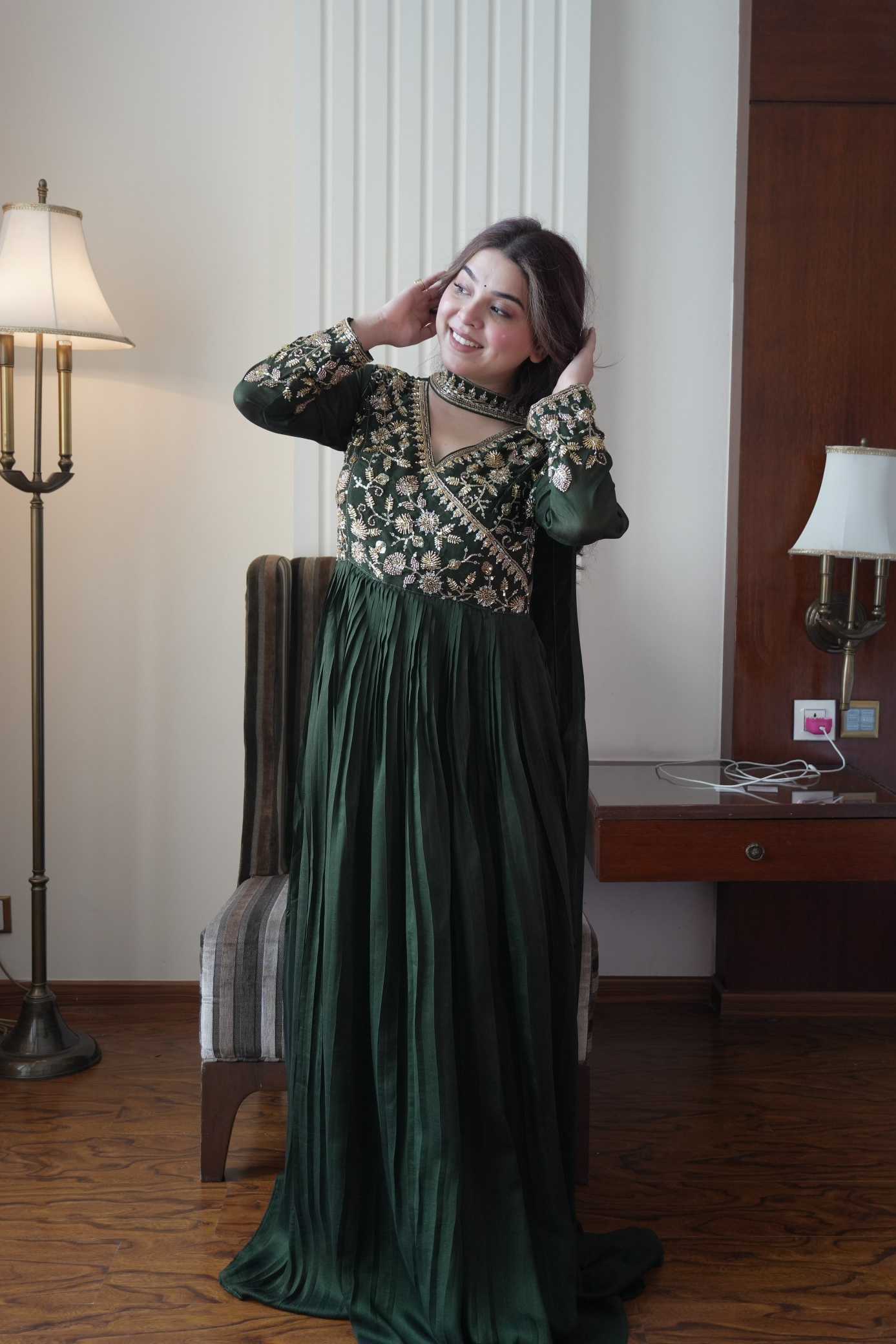 Soft Vichitra Embroidery Gown