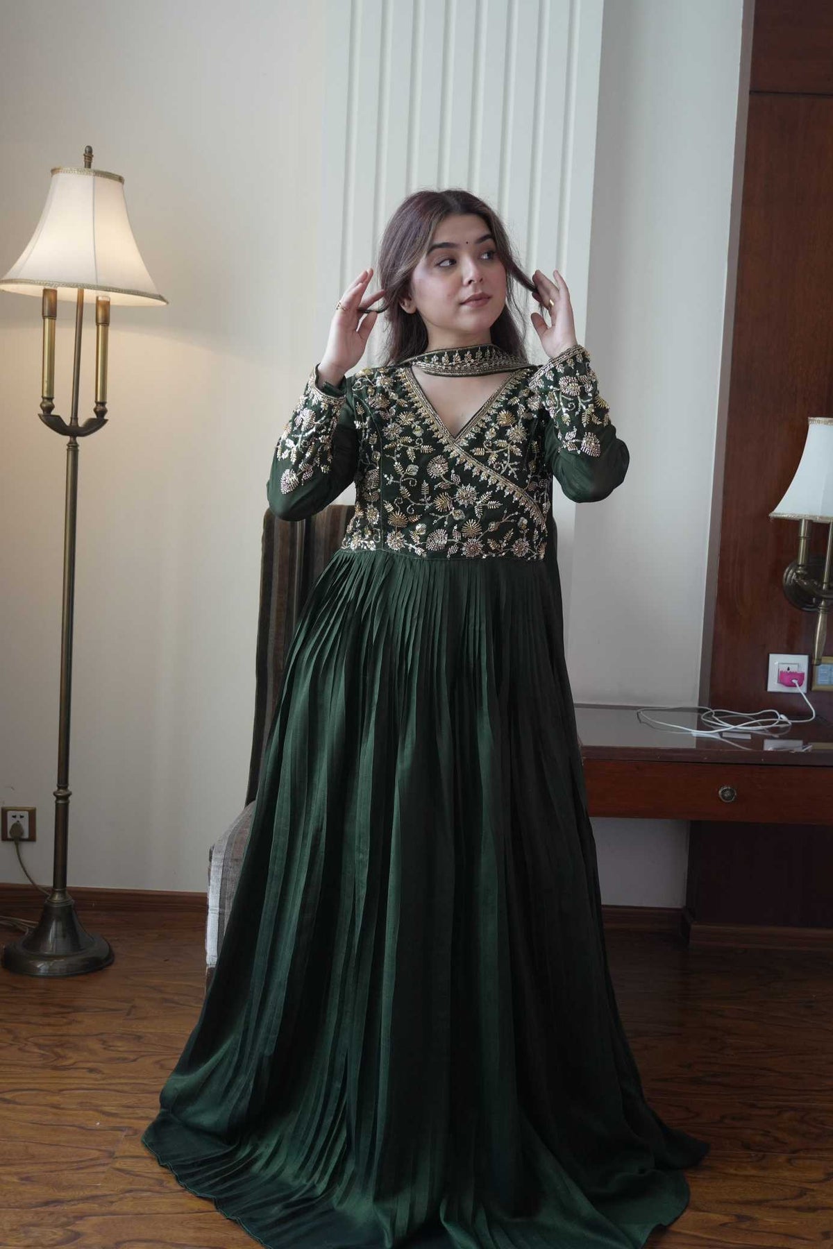 Soft Vichitra Embroidery Gown