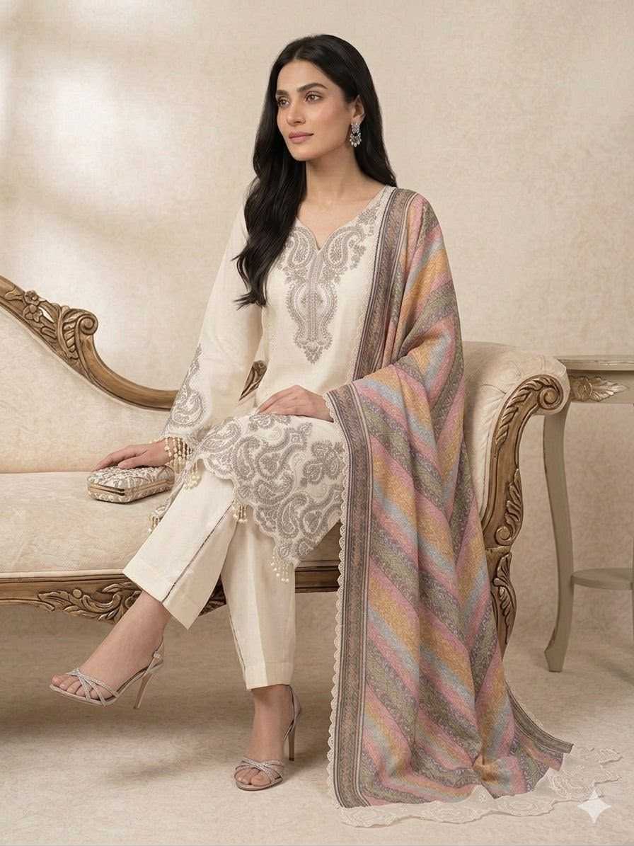 Georgette Embroidery Suit in Baby Pink
