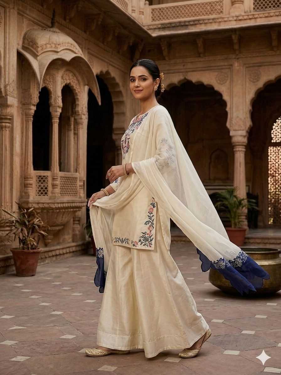 Crepe Silk Embroidery Suit