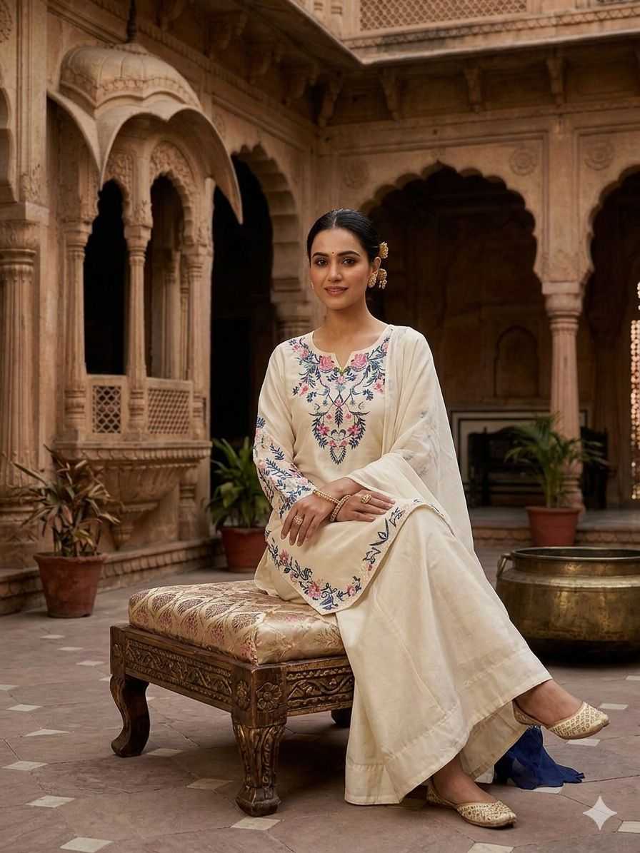 Crepe Silk Embroidery Suit